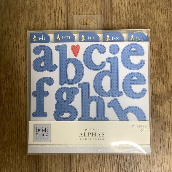 Heidi Grace Designs 89-Piece Blue Printed Punchboard Letters Numbers New - Picture 1 of 4
